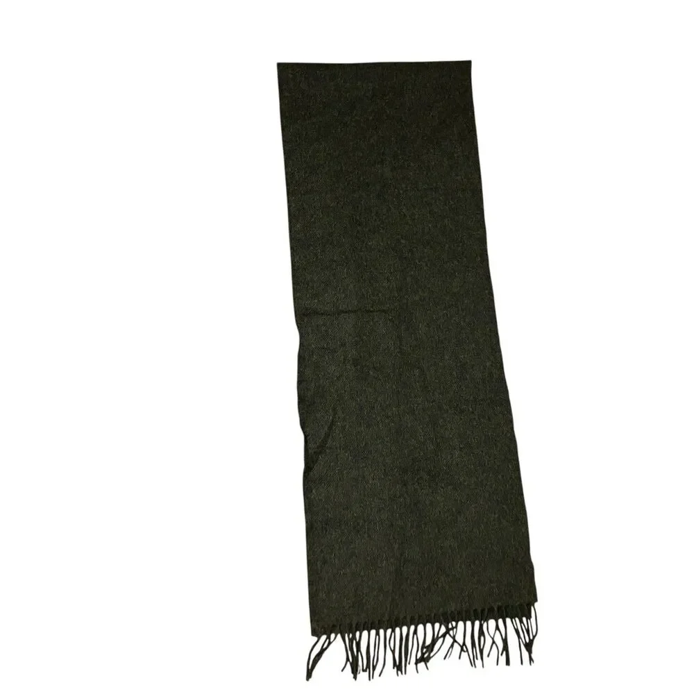 J Crew Moon Scarf Mens‎ Green Merino Wool Fringe Made England Tweed Luxury